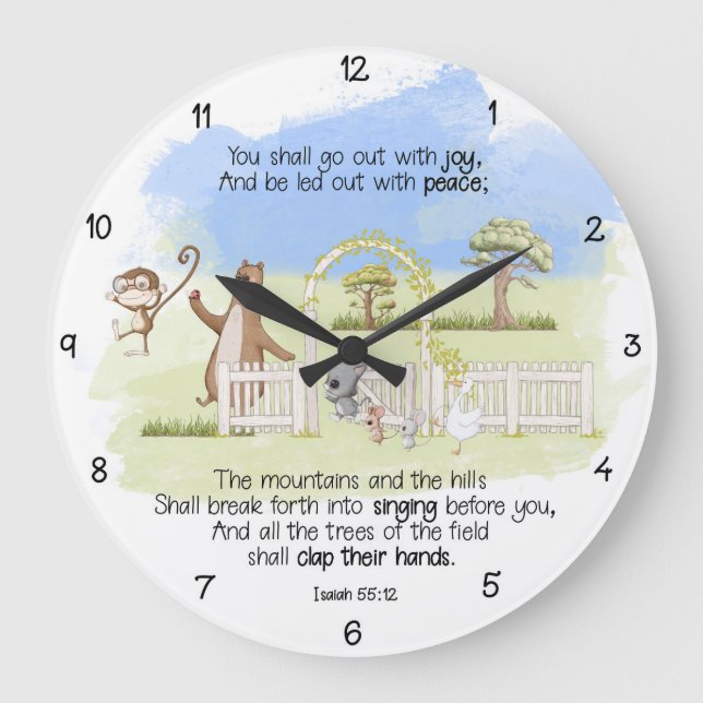 You Shall Go Out with Joy Isaiah 55:12 Large Clock (Front)