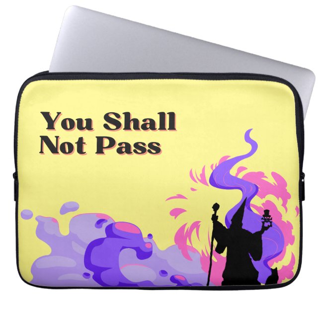"You Shall Not Pass" hand drawn wizard on a  Laptop Sleeve (Front)