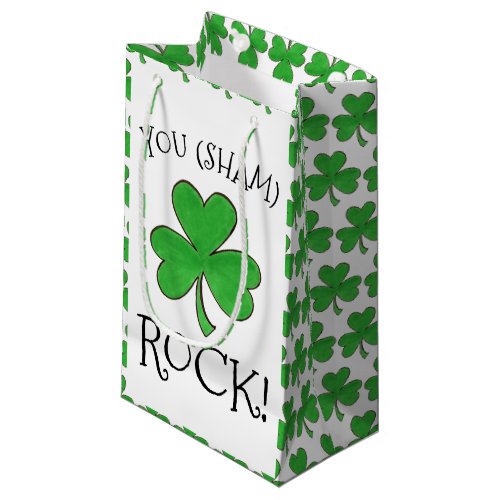 You Sham Rock Green Shamrock Clover Congrats Small Gift Bag