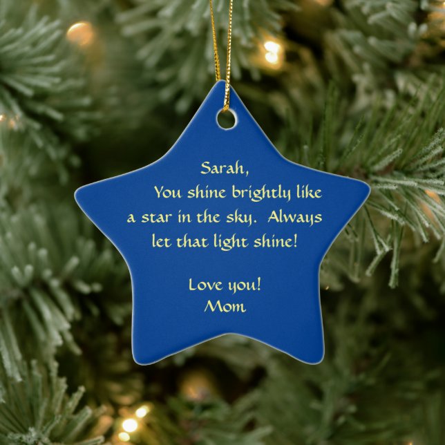 YOU SHINE LIKE A STAR! MOTHER TO DAUGHTER/LOVE YOU CERAMIC ORNAMENT (Tree)