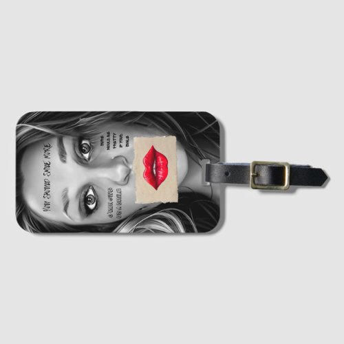 You Should Smile More Black and White Red Woman Luggage Tag