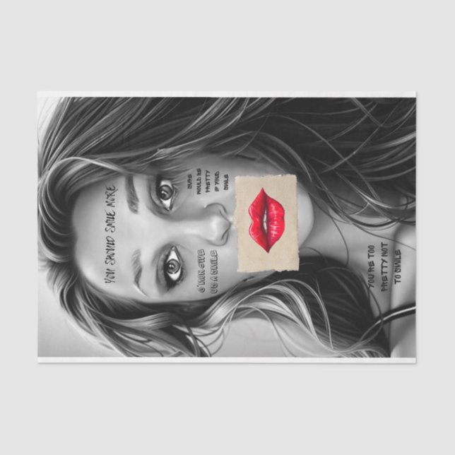 You Should Smile More Decoupage Paper Red Lips (Front)