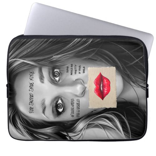 You Should Smile More Decoupage Paper Red Lips Laptop Sleeve