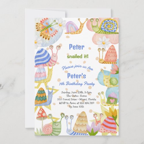 You snailed it watercolor snail birthday invitation