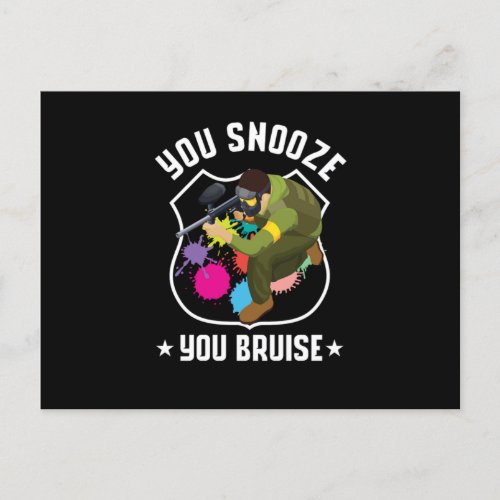 You Snooze You Bruise Paintball Player Marker Gift Postcard