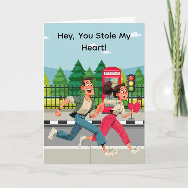 "You Stole My Heart" cute Valentine card (Front)