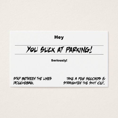 You Suck At Parking Business Card Templates