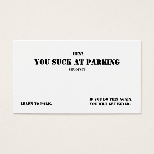 You Suck At Parking Business Card Template