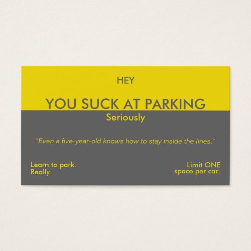 You Suck at Parking Business Card Templates