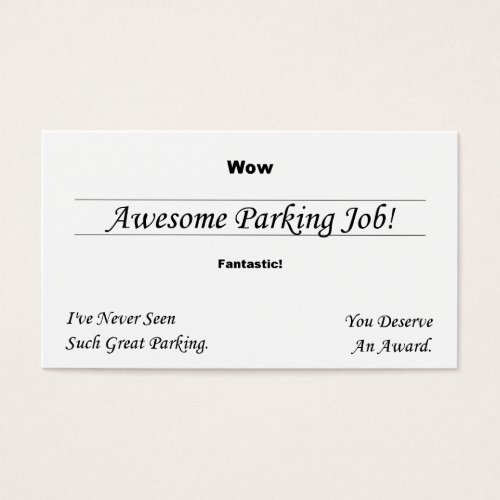 You Suck At Parking Business Card Template
