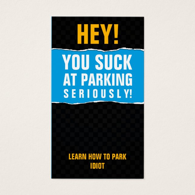 You suck at parking card (Front)