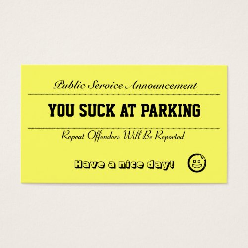 You Suck At Parking Cards Business Card Template
