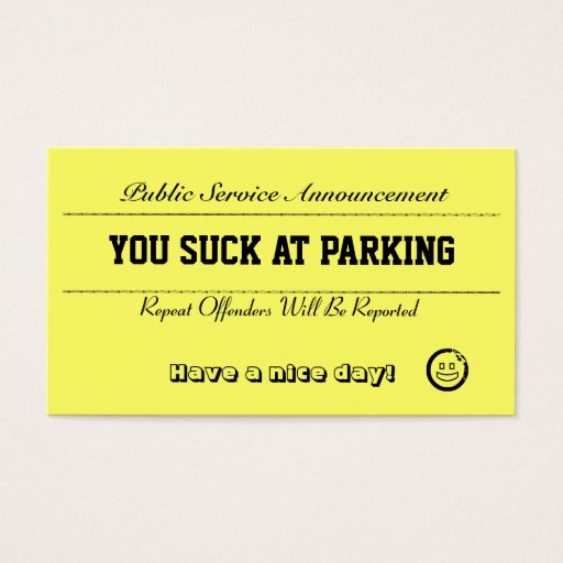 Customizable You Suck At Parking Cards Business Card Template