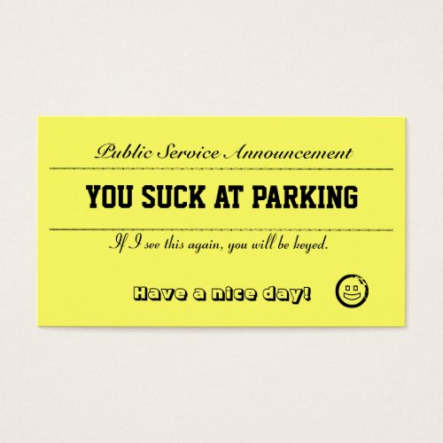 You Suck At Parking Cards Business Card