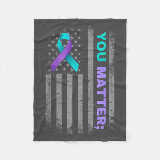 You Suicide Prevention Awareness American Flag Rib Fleece Blanket
