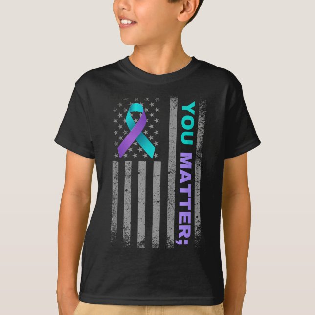 You Suicide Prevention Awareness American Flag Rib T-Shirt (Front)