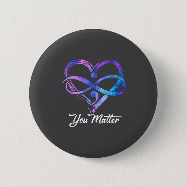 You Suicide Prevention Awareness Heart Men Women  Button (Front)