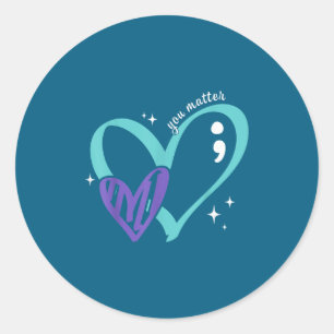 You Suicide Prevention Awareness Teal & Purple Classic Round Sticker
