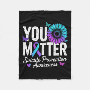 You Suicide Prevention Awareness Teal & Purple Fleece Blanket