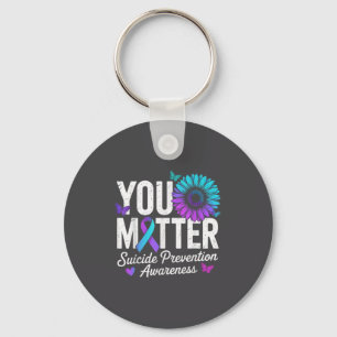 You Suicide Prevention Awareness Teal &amp; Purple Keychain