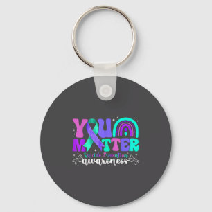 You Suicide Prevention Awareness Teal & Purple Keychain