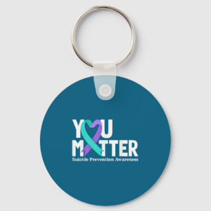 You Suicide Prevention Awareness Teal & Purple Keychain