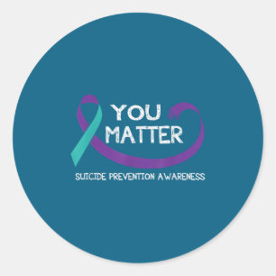 You Suicide Prevention Awareness Teal Purple Hand Classic Round Sticker