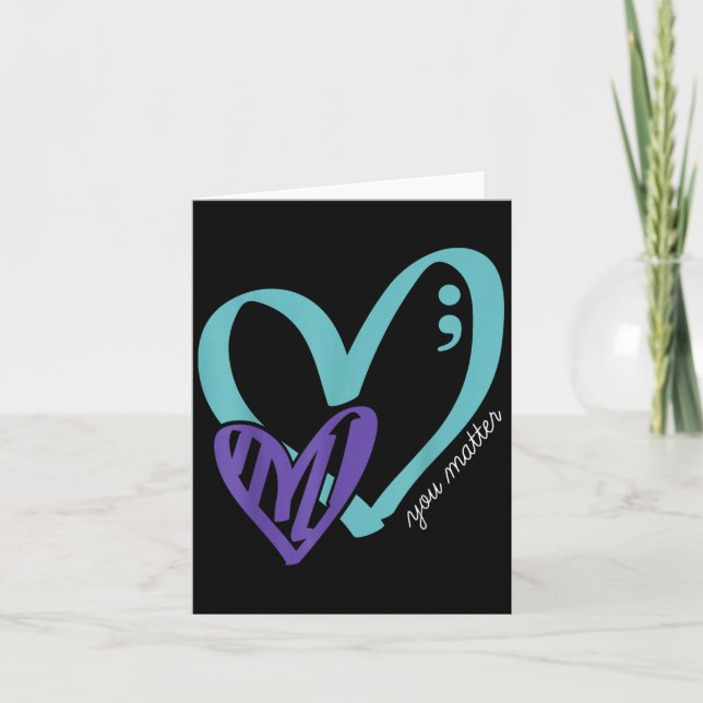 You Suicide Prevention Awareness Teal Purple Heart Card (Front)