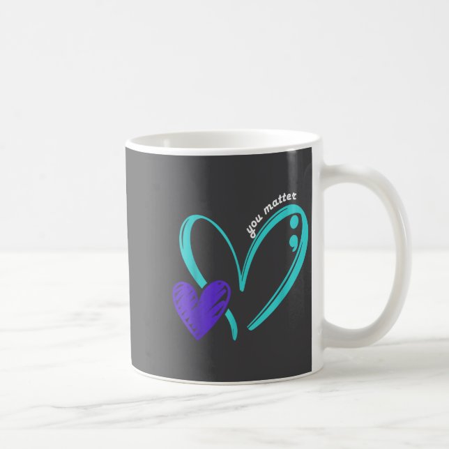 You Suicide Prevention Awareness Teal Purple Heart Coffee Mug (Right)