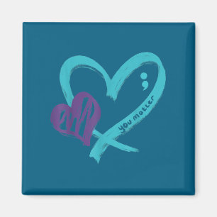 You Suicide Prevention Awareness Teal Purple Heart Magnet