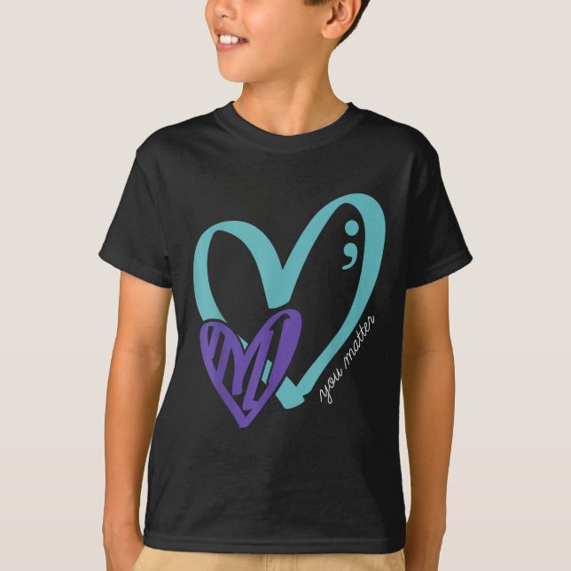 You Suicide Prevention Awareness Teal Purple Heart T-Shirt (Front)