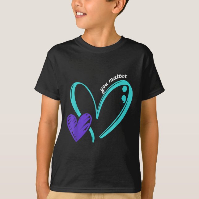 You Suicide Prevention Awareness Teal Purple Heart T-Shirt (Front)