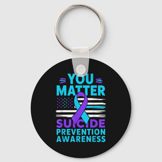 You Suicide Prevention Awareness Teal Purple Ribbo Keychain (Front)