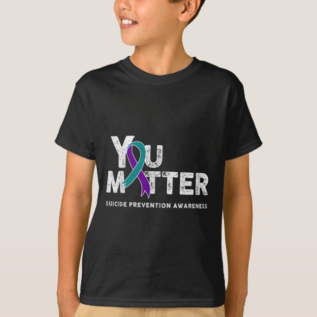 You Suicide Prevention Month Gift Teal Purple Ribb T-Shirt (Front)