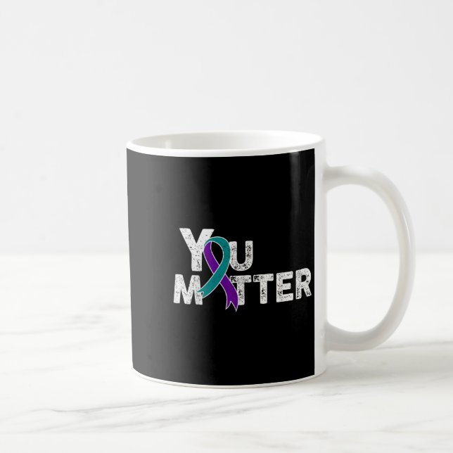 You Suicide Prevention Month Teal Purple Ribbon Gi Coffee Mug (Right)