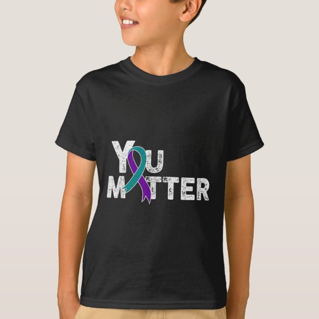 You Suicide Prevention Month Teal Purple Ribbon Gi T-Shirt (Front)