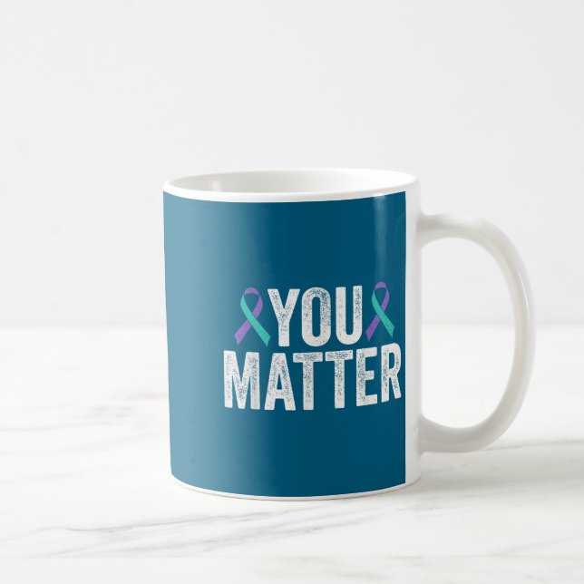 You - Suicide Prevention Teal Purple Awareness Rib Coffee Mug (Right)