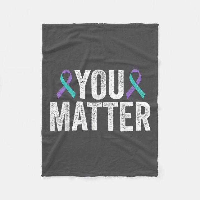 You - Suicide Prevention Teal Purple Awareness Rib Fleece Blanket (Front)