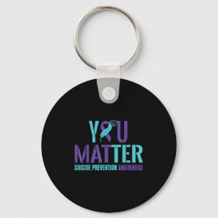 You - Suicide Prevention Teal Purple Awareness Rib Keychain