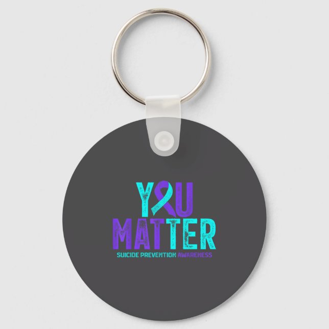 You - Suicide Prevention Teal Purple Awareness Rib Keychain (Front)
