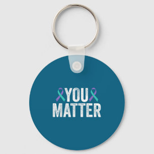 You - Suicide Prevention Teal Purple Awareness Rib Keychain