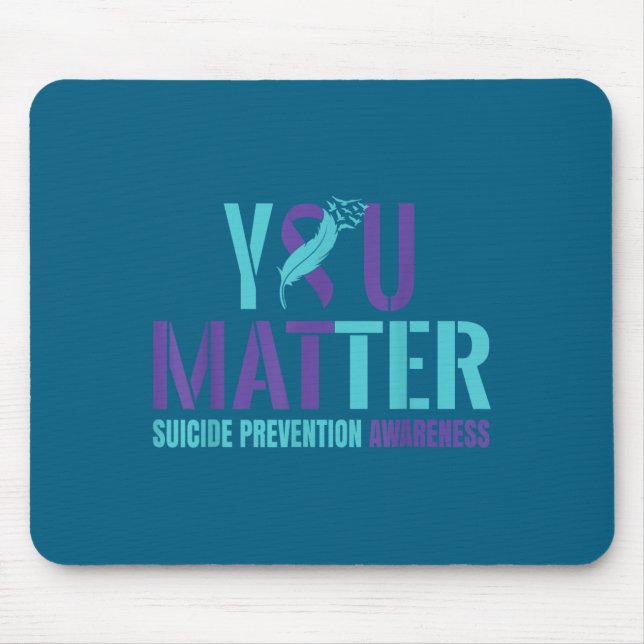 You - Suicide Prevention Teal Purple Awareness Rib Mouse Pad (Front)