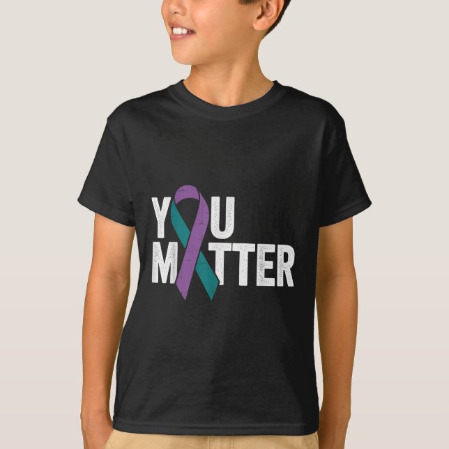You - Suicide Prevention Teal Purple Awareness Rib T-Shirt (Front)