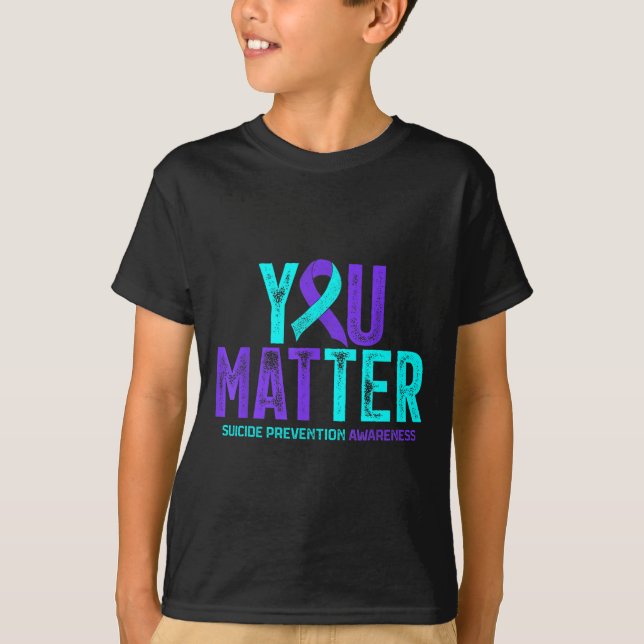 You - Suicide Prevention Teal Purple Awareness Rib T-Shirt (Front)