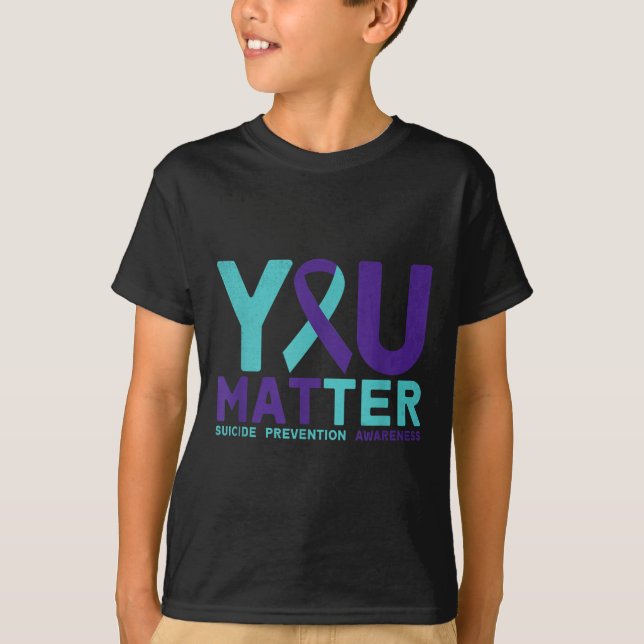 You - Suicide Prevention Teal Purple Awareness Rib T-Shirt (Front)