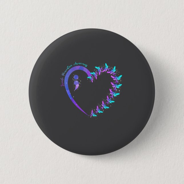 You Suicide Prevention Teal Purple Awareness Ribbo Button (Front)