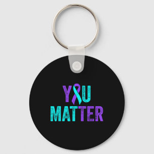 You Suicide Prevention Teal Purple Awareness Ribbo Keychain