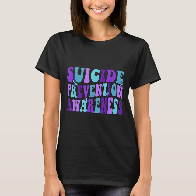 You Suicide Prevention Teal Purple Awareness Ribbo T-Shirt (Front)