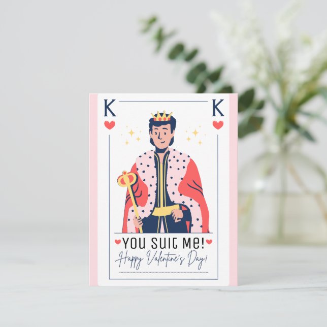You Suit Me King of Hearts Valentine Note Card (Standing Front)