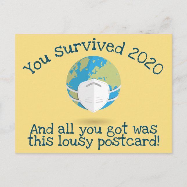 You Survived 2020 Funny New Year Postcard (Front)